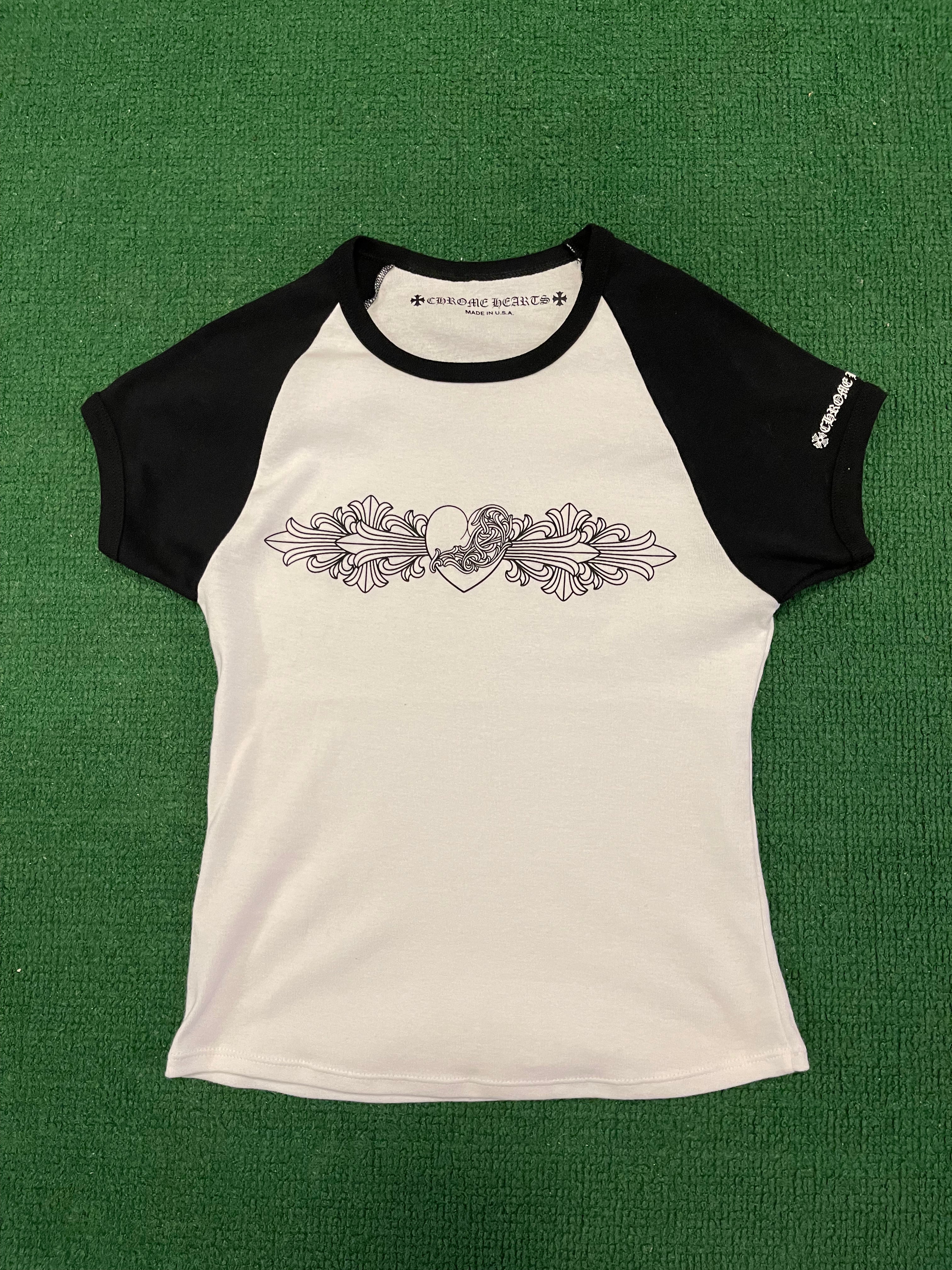 Chrome Hearts Women Baseball Tee (Black/White)