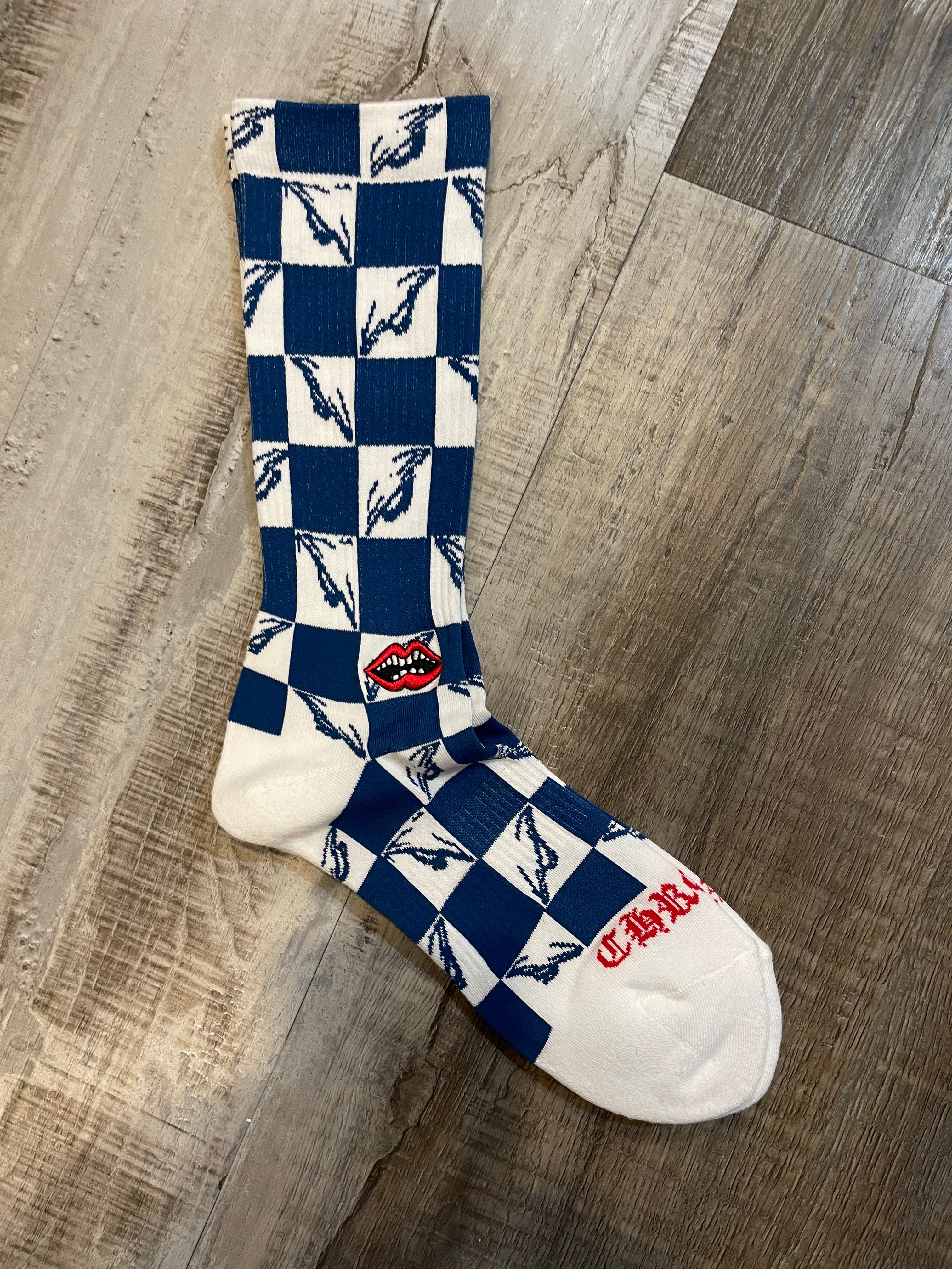 Chrome Mattyboy Checker Sock (Blue)
